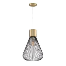 Freira Single Light 12" Wide Pendant with Black Metal Cage Shade