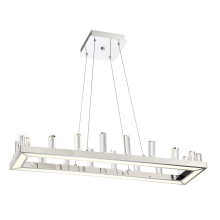 Elina 35" Wide Integrated LED Linear Chandelier with Chrome Finished Metal and Seeded Crystal Shade