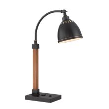Maruzio Single Light Arc Desk Lamp with Wood Accents