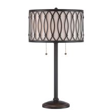 Tacey 25.5" Tall Table Lamp with Dark Bronze, White Metal, and Fabric Shade