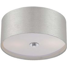 Silvain 2 Light Flush Mount Ceiling Fixture with Silver Lurex Shade with White Acrylic Diffuser