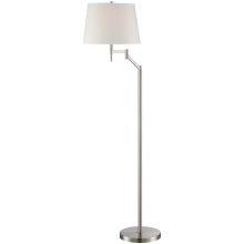 Eveleen 1 Light Swing Arm Floor Lamp with Off-White Fabric Shade