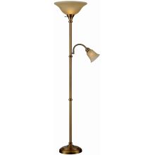 Henley 1 Light Torchiere Lamp with Reading Light and Amber Cloud Glass Shade