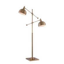 Cupola 2 Light 59" High Swing Arm Floor Lamp with Brushed Nickel Metal Shade