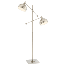 Cupola 2 Light 59" High Swing Arm Floor Lamp with Brushed Nickel Metal Shade