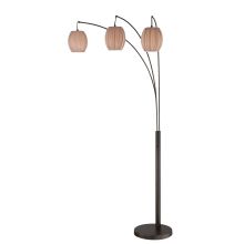 Kaden 3 Light Floor Lamp with Light Brown Fabric Shade