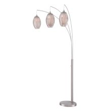 Lotuz 3 Light Tree Floor Lamp with White Shade and Clear Acrylic Accent