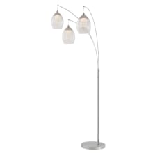 Ladessa 3 Light 89" Tall Arc Floor Lamp with Elliptical Glass Shade