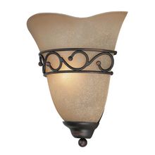 1 Light Wall Sconce with Light Amber Glass Shade from the Rosina Collection