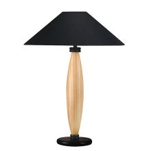 1 Light Wood Table Lamp with Black Fabric Shade from the Basics Collection