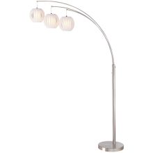 3 Light Arch Lamp Polished Steel with White Shade from the Deion Collection
