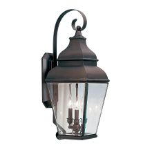 Exeter 3 Light 28" Tall Outdoor Wall Sconce with Clear Glass Shade