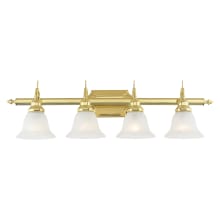 4 Light 400 Watt 33" Wide Bathroom Fixture with White Alabaster Glass from the French Regency Collection