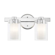 2 Light 120 Watt 14.5" Wide Bathroom Fixture with Clear Glass from the Manhattan Collection