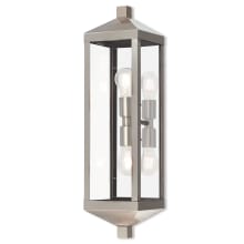 Nyack 2 Light 24" Tall Outdoor Wall Sconce with Glass Panel Shades