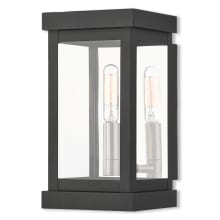 Hopewell Single Light 9" Tall Outdoor Wall Sconce with Glass Panel Shades