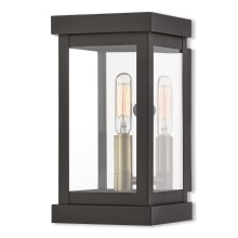 Hopewell Single Light 9" Tall Outdoor Wall Sconce with Glass Panel Shades