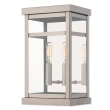 Hopewell 2 Light 12-3/4" Tall Outdoor Wall Sconce with Glass Panel Shades
