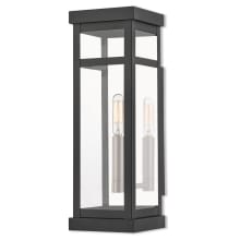 Hopewell Single Light 15" Tall Outdoor Wall Sconce with Glass Panel Shades
