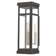 Hopewell Single Light 15" Tall Outdoor Wall Sconce with Glass Panel Shades