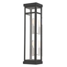 Hopewell 2 Light 22" Tall Outdoor Wall Sconce with Glass Panel Shades