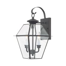 Westover 2 Light 16-1/2" Tall Outdoor Wall Sconce with Clear Glass Shade