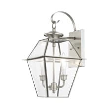 Westover 2 Light 16-1/2" Tall Outdoor Wall Sconce with Clear Glass Shade