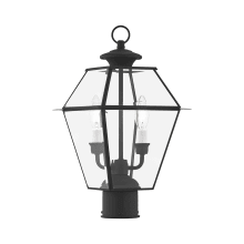 Westover 2 Light 16-1/2" High Outdoor Single Head Post Light with Clear Glass Shade