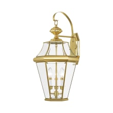 Georgetown 3 Light 24" Tall Outdoor Wall Sconce with Clear Glass Shade