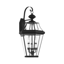 Georgetown 3 Light 24" Tall Outdoor Wall Sconce with Clear Glass Shade