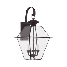 Westover 3 Light 23-1/4" Tall Outdoor Wall Sconce with Clear Glass Shade