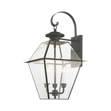 Westover 3 Light 23-1/4" Tall Outdoor Wall Sconce with Clear Glass Shade