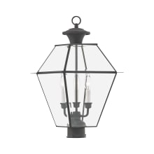 Westover 3 Light 22" High Outdoor Single Head Post Light with Clear Glass Shade