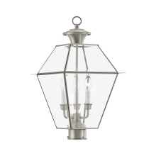 Westover 3 Light 22" High Outdoor Single Head Post Light with Clear Glass Shade