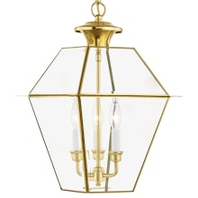 Westover 3 Light 12" Wide Taper Candle Outdoor Pendant with Clear Glass Shade