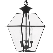 Westover 3 Light 12" Wide Taper Candle Outdoor Pendant with Clear Glass Shade