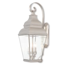 Exeter 3 Light 28" Tall Outdoor Wall Sconce with Clear Glass Shade