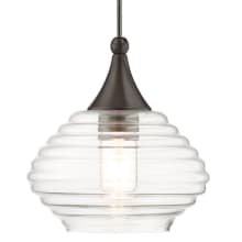 Art Glass 1 Light Mini Pendant with Ribbed Glass Shade