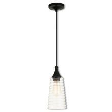Art Glass 1 Light Mini Pendant with Ribbed Glass Shade