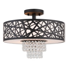 Allendale 3 Light 14-7/8" Wide Semi-Flush Drum Ceiling Fixture with Fabric Hardback Shade