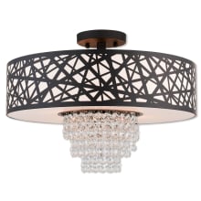 Allendale 4 Light 18" Wide Semi-Flush Drum Ceiling Fixture with Fabric Hardback Shade