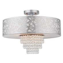 Allendale 4 Light 18" Wide Semi-Flush Drum Ceiling Fixture with Fabric Hardback Shade