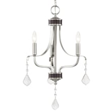 Laurel 3 Light 13" Wide Candle Style Chandelier with Crystal Accents