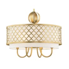 Arabesque Single Light 18" Wide Drum Chandelier with Outer Metal Frame and Inner Fabric Shades