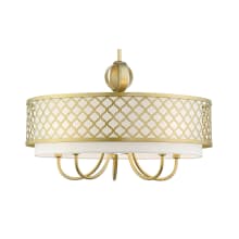 Arabesque Single Light 24" Wide Drum Chandelier with Outer Metal Frame and Inner Fabric Shades