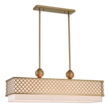 Arabesque 3 Light 12-1/2" Wide Linear Chandelier with Outer Metal Frame and Inner Fabric Shade