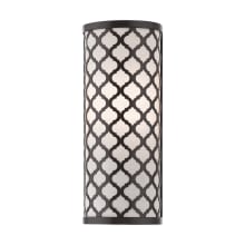 Arabesque Single Light 12-7/8" Tall Wall Sconce with Metal and Fabric Shade - ADA Compliant