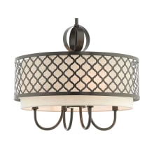 Arabesque Single Light 18" Wide Drum Chandelier with Outer Metal Frame and Inner Fabric Shades