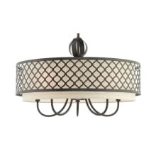 Arabesque Single Light 24" Wide Drum Chandelier with Outer Metal Frame and Inner Fabric Shades