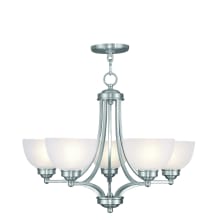 5 Light 500 Watt Single Tier Up Lighting Chandelier with Satin Glass from the Somerset Collection